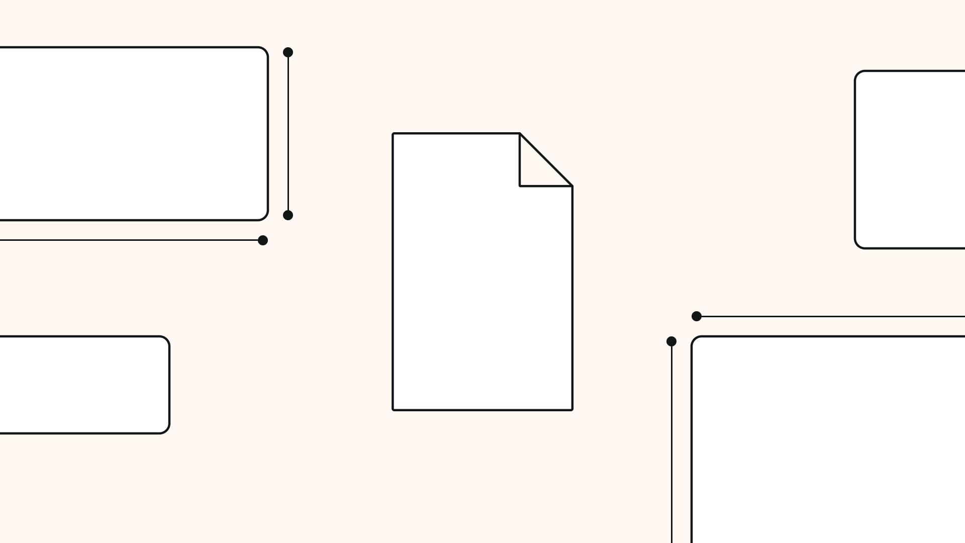 Minimalist design of rectangles and a document icon on a light background