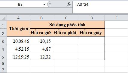 Hướng dẫn 3 Cách đổi Giờ ra Phút, Giây trong Excel