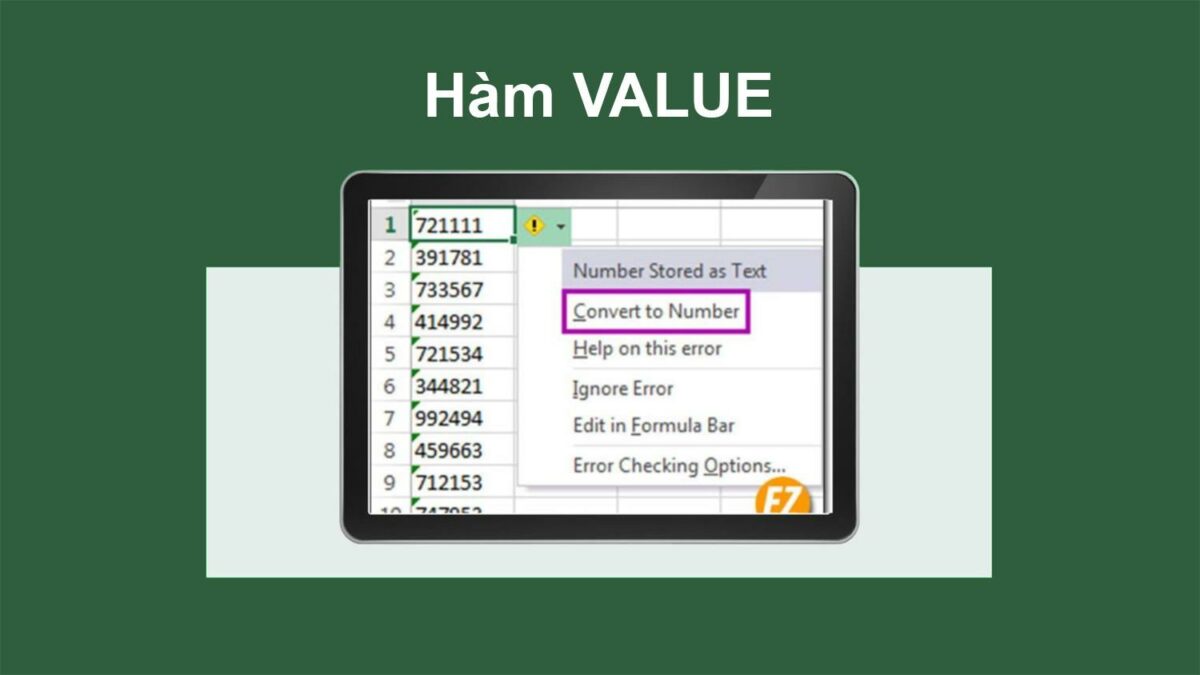 Cách sử dụng hàm VALUE trong Excel: Lấy số trong chuỗi ký tự cực dễ