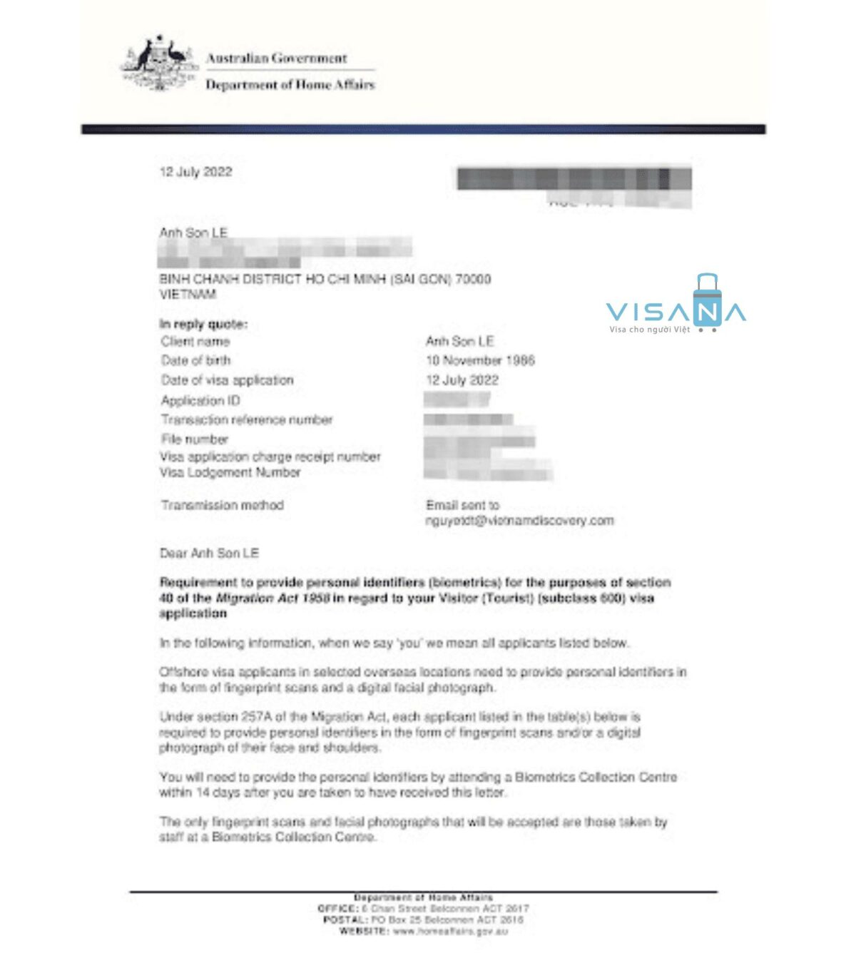 Hướng dẫn đặt lịch hẹn và Lấy sinh trắc học visa Úc – Chi tiết 2023