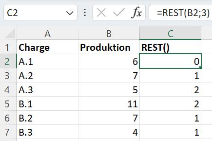 Modulus Excel: Restbeträge mit der Excel-REST-Funktion berechnen